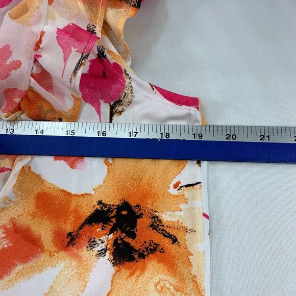 Studios Works Blouse Womens Size Medium White Floral Pattern Poncho - Picture 6 of 7